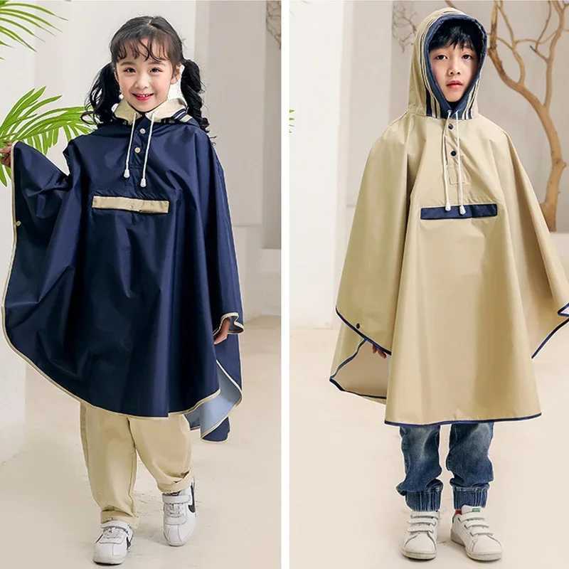 Parent-child Raincoat Kids for Girls Boys Waterproof Hooded Impermeable Kids Ponchos Rain Suit Rainwear with Space for Schoolbag Y240813
