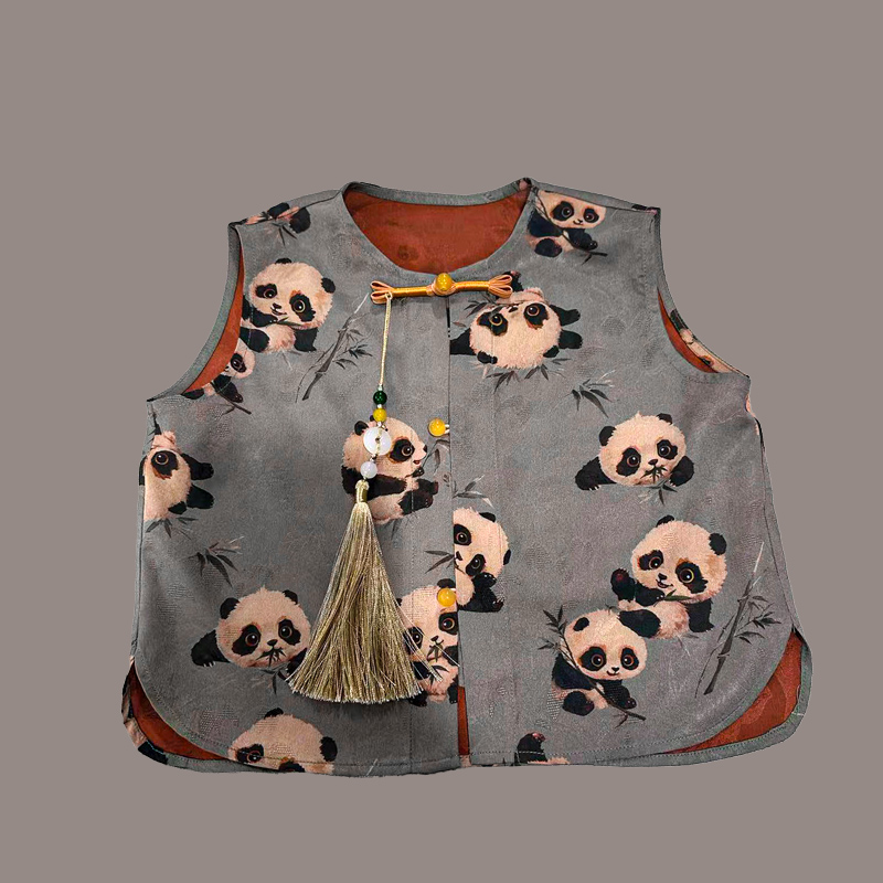 Children's explosive new Chinese-style small panda short-sleeved suit boys and girls two-piece set