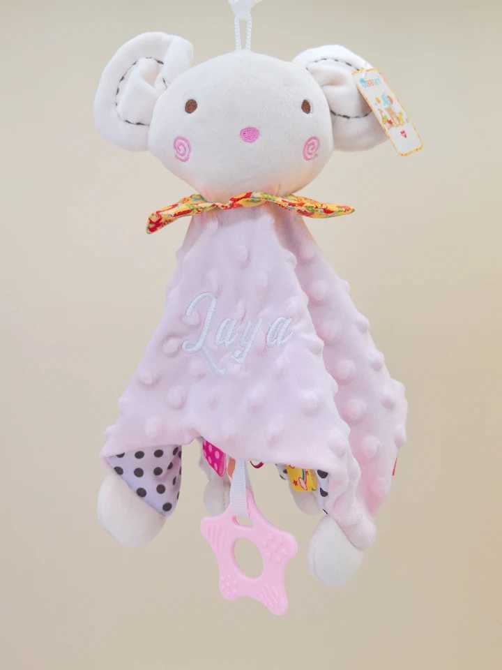 Personalized name Baby Comfort Blanket Animal Safety Blanket Soothing Decal Towel Soft Plush Newborn Sleep DollW240810