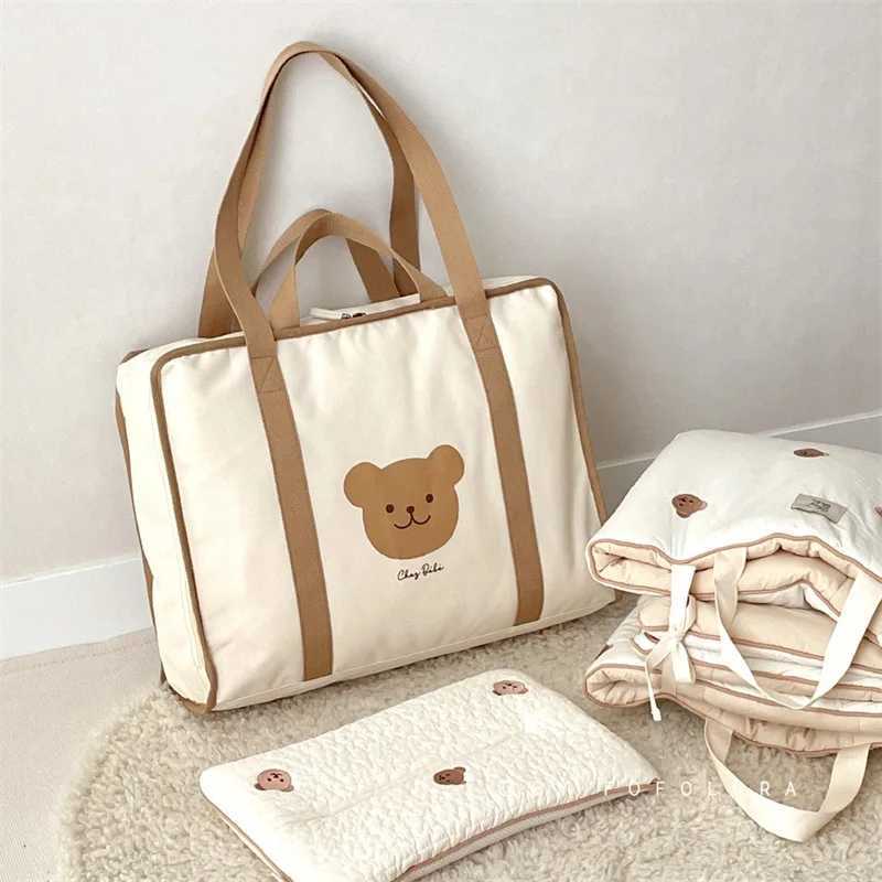 Large capacity childrens luggage bag kindergarten childrens bedding storage bag mothers bag baby products canvas waterproof organizer handbag W240812