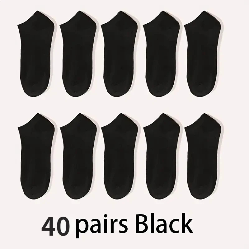 Unisex 102040 Pairs Solid Socks Soft Lightweight Low Cut Ankle Socks Bulk Black White Grey Men Women Stockings Hosiery 240812