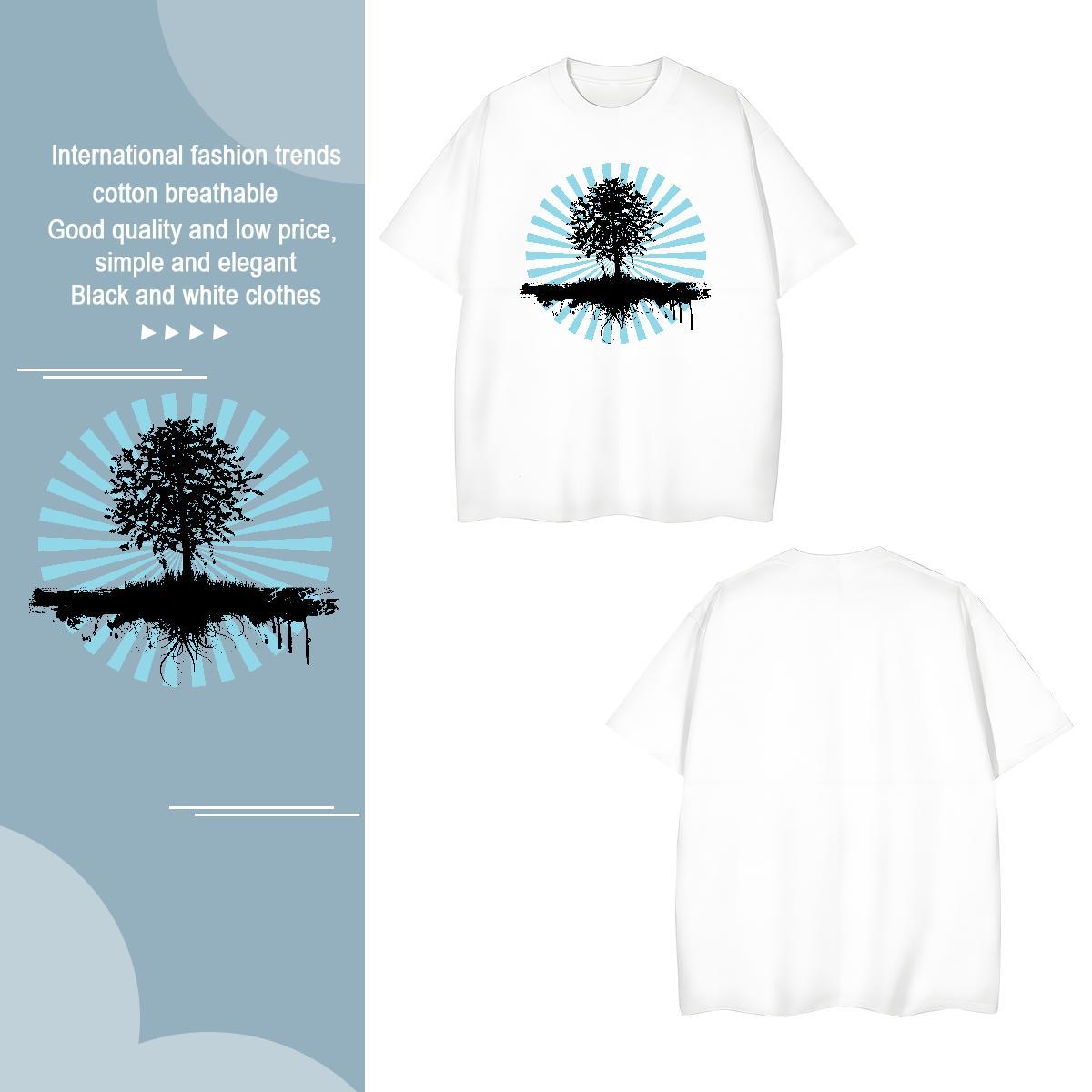 T Shirt For Man 230g 100% Cotton tree Spring Summer Short Sleeve Soft Plus Size Cartoon Mens Tshirts Wholesale Designer Top Tees