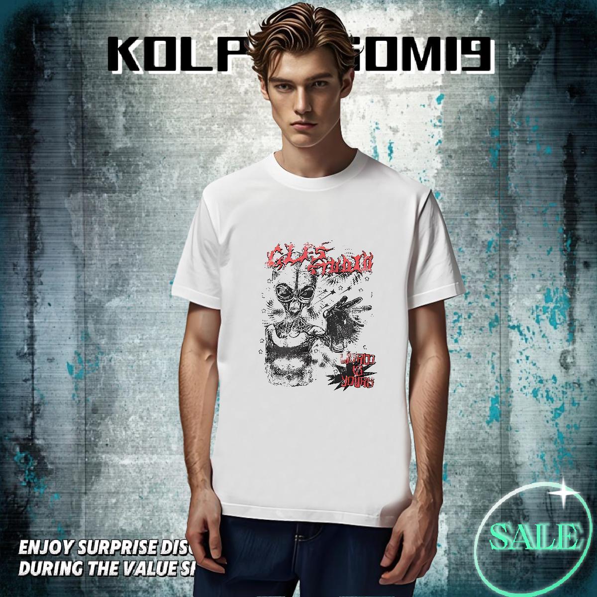 Fashion Men T Shirts ET Clothes 230g Pure Cotton Home Outdoor Soft White Plus Size O-Neck Short Sleeve Men Tshirts