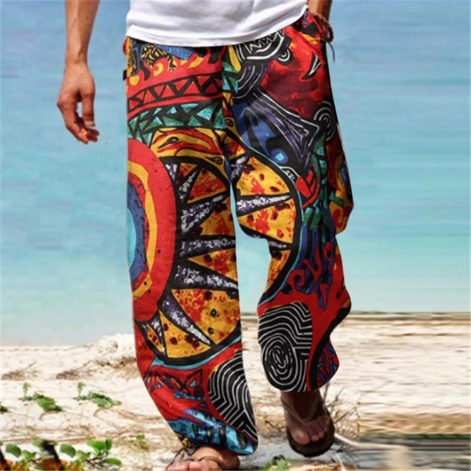 Fuzzy House Cute House Mens Pants Casual Versatile All Print Loose Plus Size Pants Fashion Beach Pocket Trousers 240812