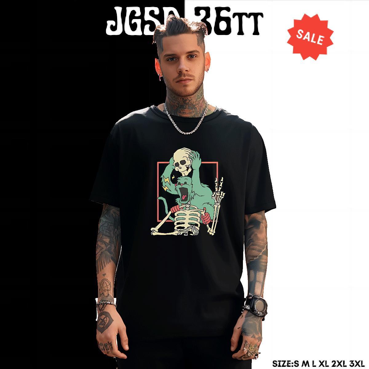 Designer Fashion T-Shirts for Men skull Polos 230g Cotton Street Loose Custom Printing Pure Cotton Men Tees