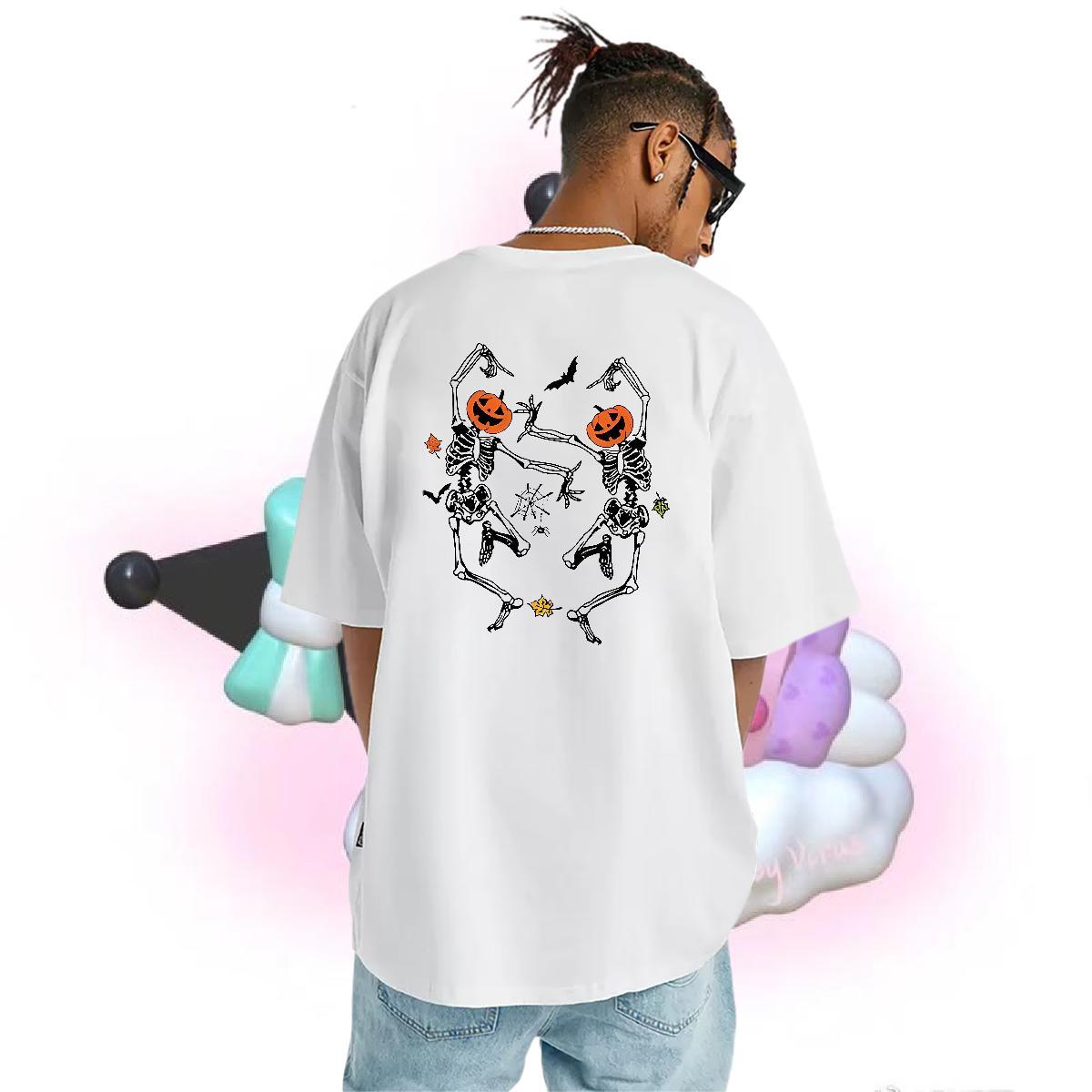 Classic T Shirts Men halloween Clothes 100% Cotton 230g Street Popular Customized Breathable Crew Neck Men Clothes T-Shirt