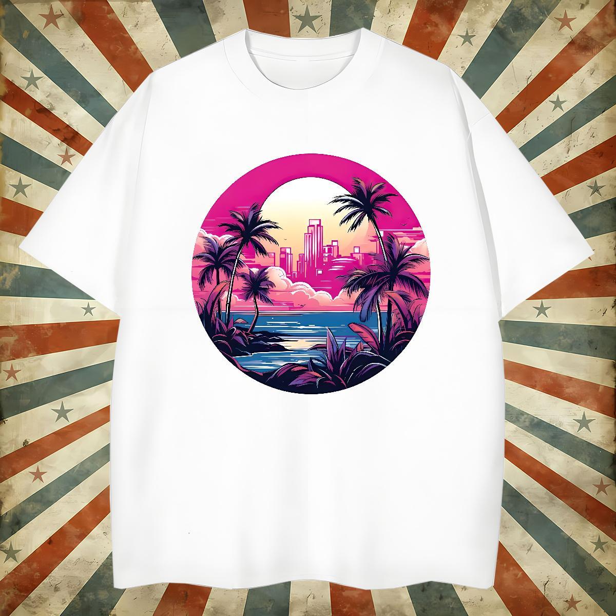 Customized 230g Cotton Men T Shirts Beach Couples T Shirts Polos Round Neck Short Sleeve Loose Fit DIY Logo Oversized