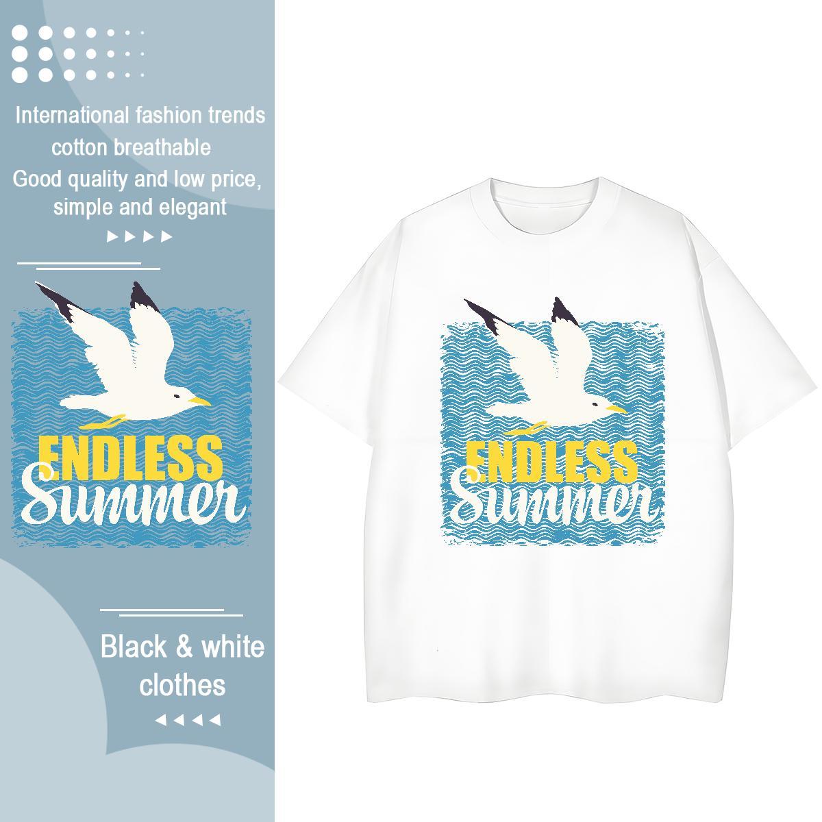 Classic T-Shirts Crew Neck Breathable 100% Cotton 230g Lady T shirt Oversized bird Casual Daily Wear Nice Tees Shirts