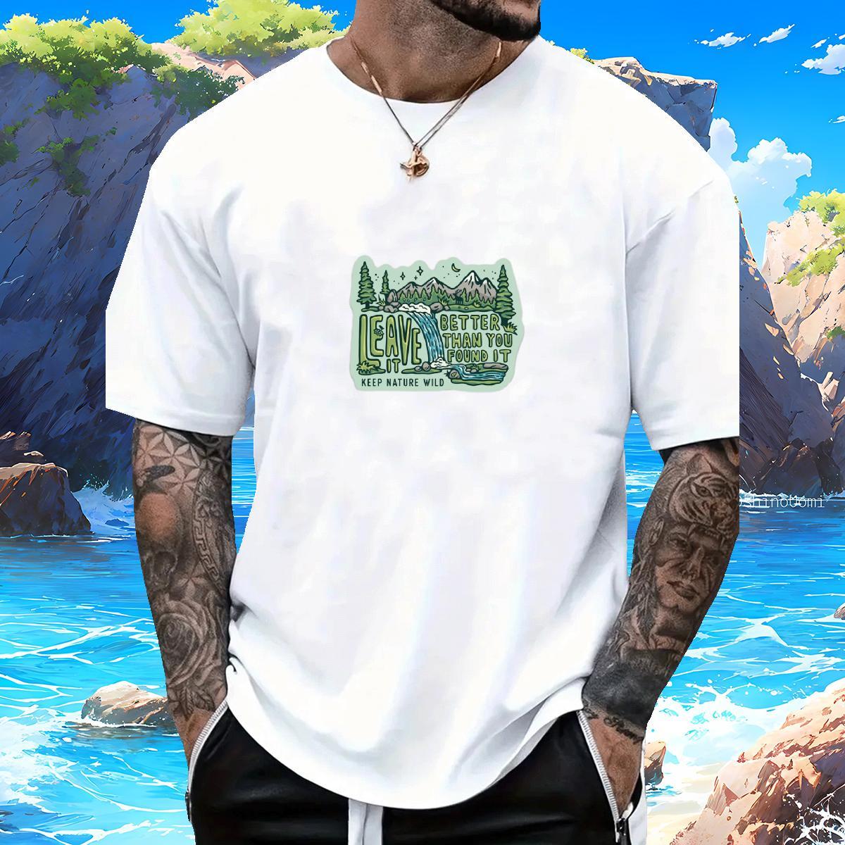 Loose Fit Tshirt for Man Woman mountains 230g Pure Cotton Street Breathable Crew Neck T shirt Graphic Fashion Designer Polos