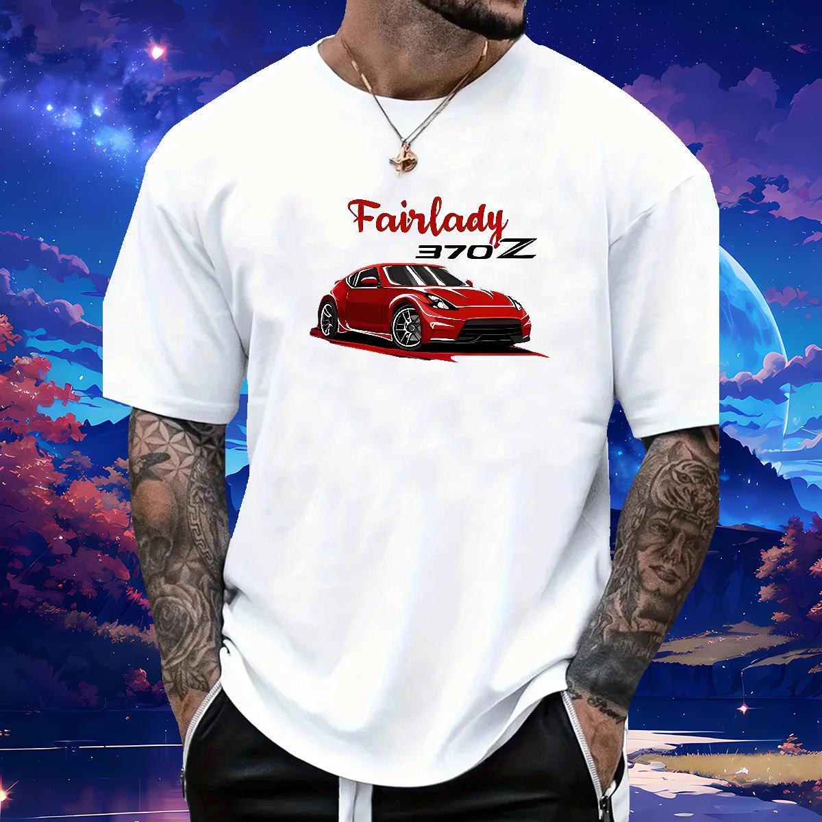 Loose Fit Men Clothes T-Shirt car 230g Pure Cotton Street Casual Short Sleeve Soft Men T Shirts Plus Size Cartoon Classic Tops Shirt