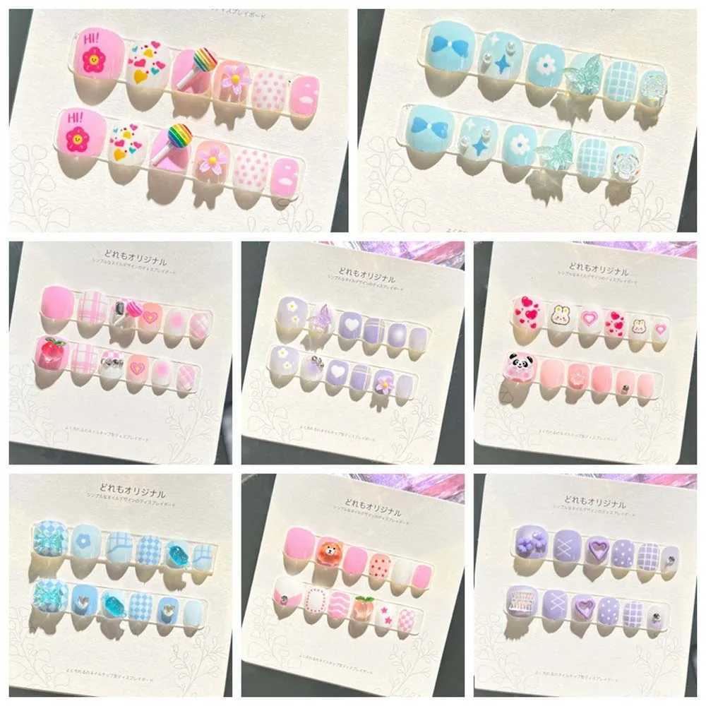Rabbit Childrens False Nail Flower Full Set Nail Art Tips Childrens False Nail Extension Nail Supplies Bear Childrens Cartoon False Nail W240810