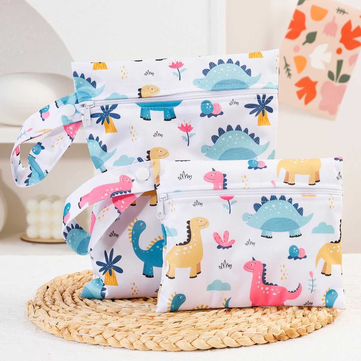 Elinfant 2PCS animal and rainbow printed waterproof diaper storage bag mothers bag W240812