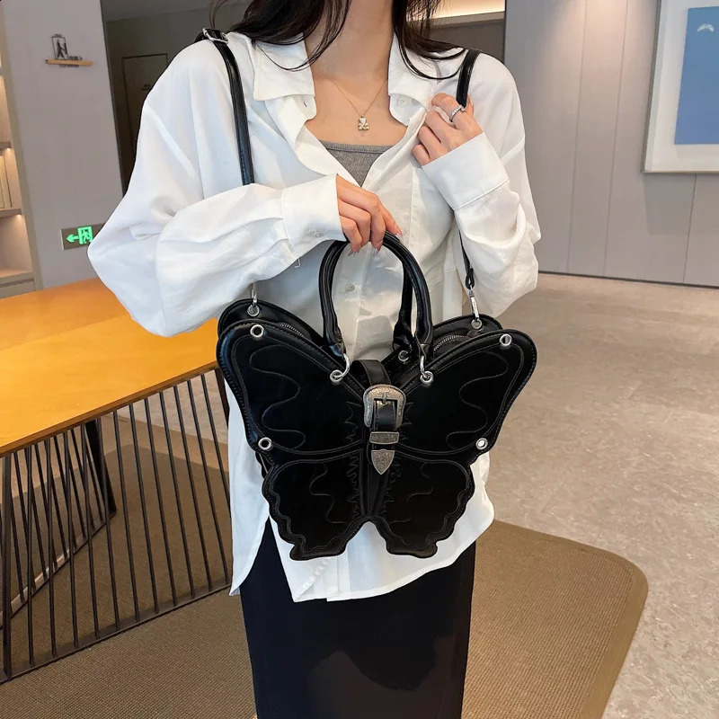 Butterfly Backpack For Women Fashion Cool Embroidered Shoulder Bag Students Large Capacity Portable Tote Bag 240812