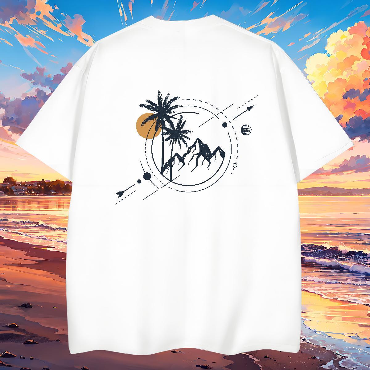 Casual New Men T Shirts mountains Tops Tees 230g Pure Cotton Casual Daily Wear Classic Oversized 4XL Breathable Soft Men Clothes T-Shirt