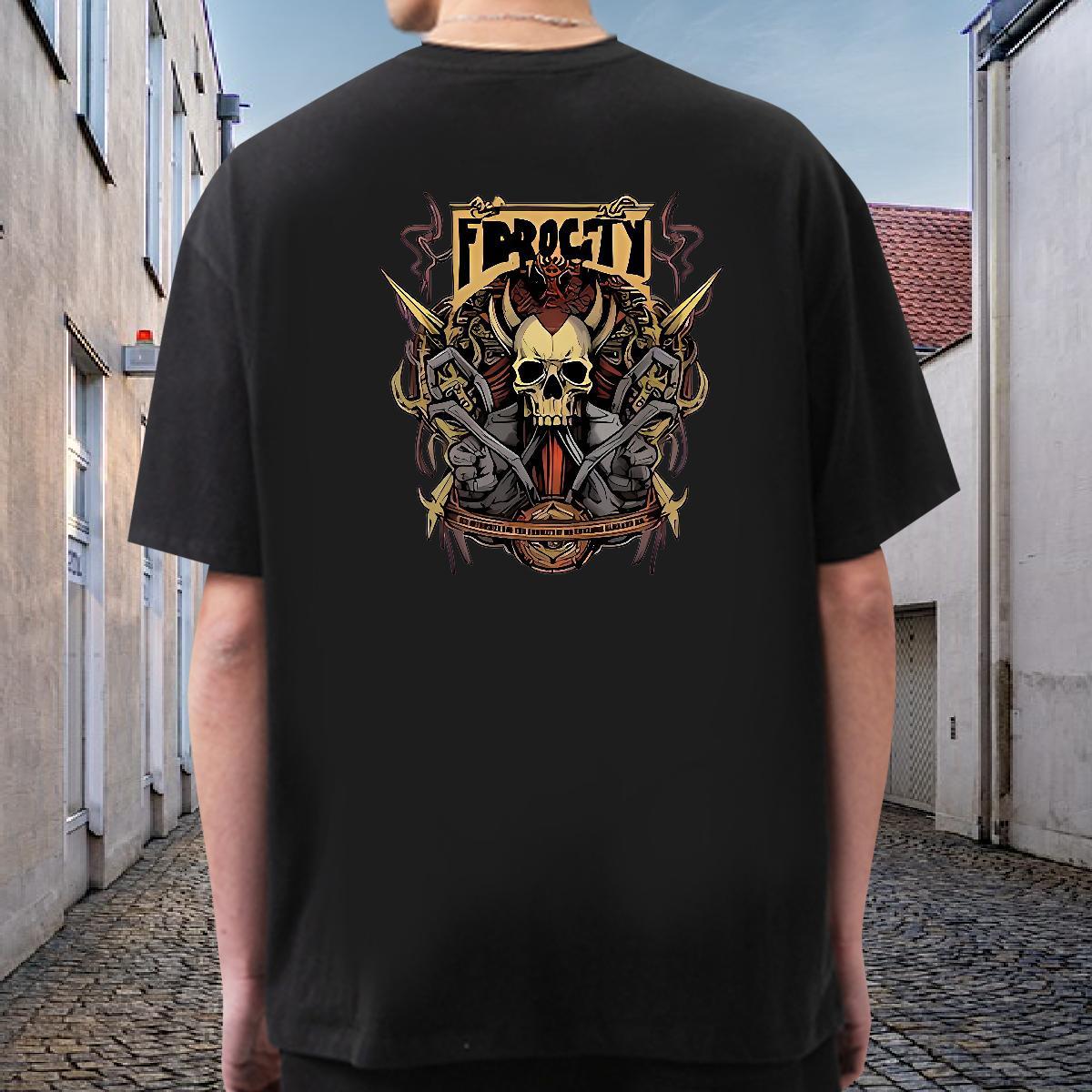 DIY Customized T-Shirts skull Tees Shirts 230g Cotton Anime Printing Street Classic Skull Breathable Short Sleeve Men Clothes T-Shirt