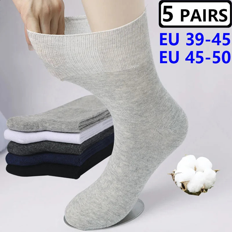 5 Pairs Plus Size EUR 45-50 Prevent Varicose Veins Socks Mens Diabetics Patients Cotton Loose Mouth Sock Man Women Comfort Meias 240812