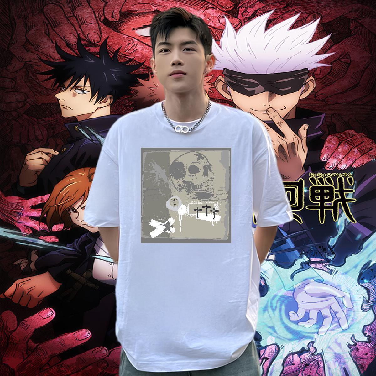 2024 Designer Men T Shirts skull Tees 230g Pure Cotton Street Wear Loose Fit Anime Print Breathable Crew Neck Couples T Shirts