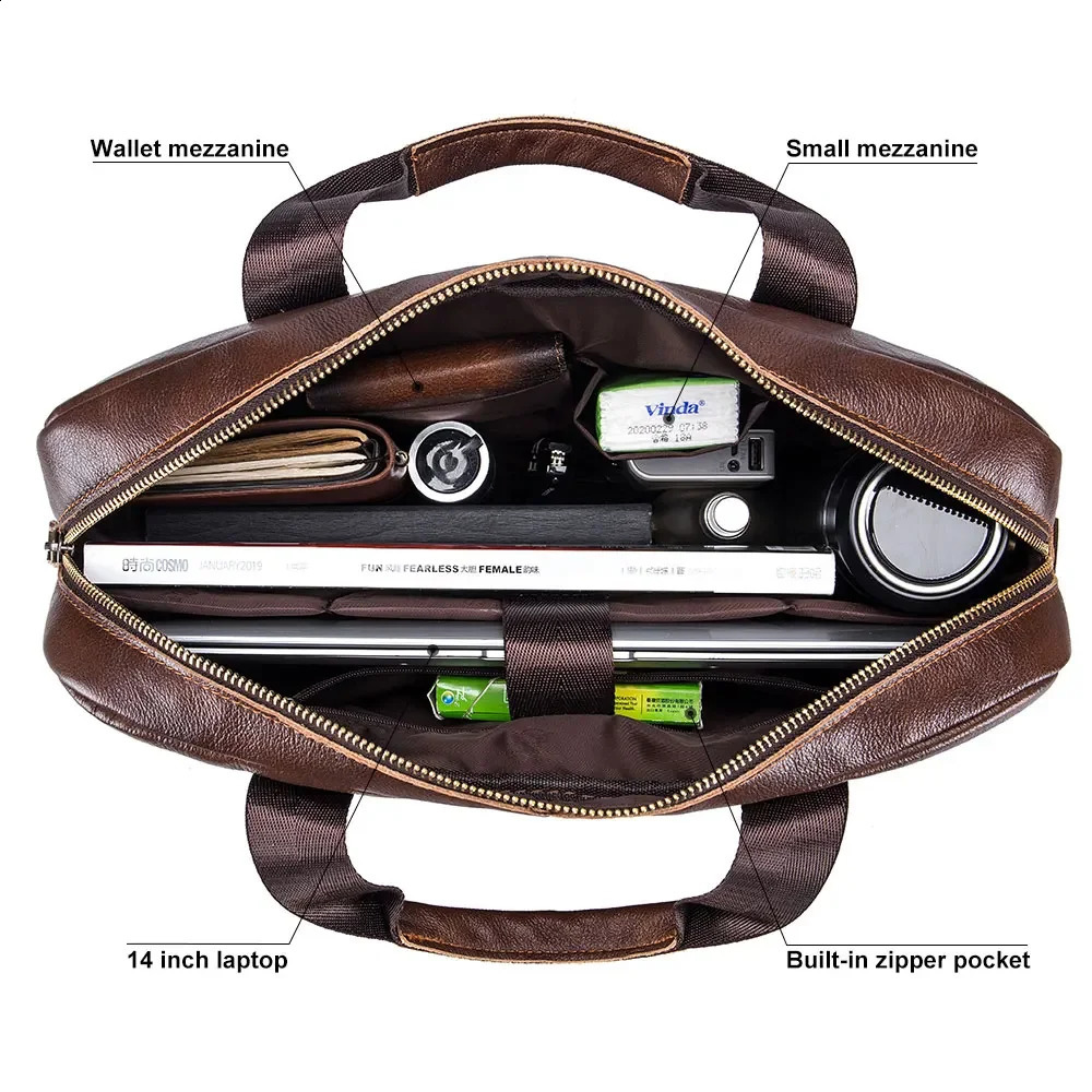 Bullcaptain denim mens business briefcaseleather retro messenger baglarge capacity casual baghandbag 240810