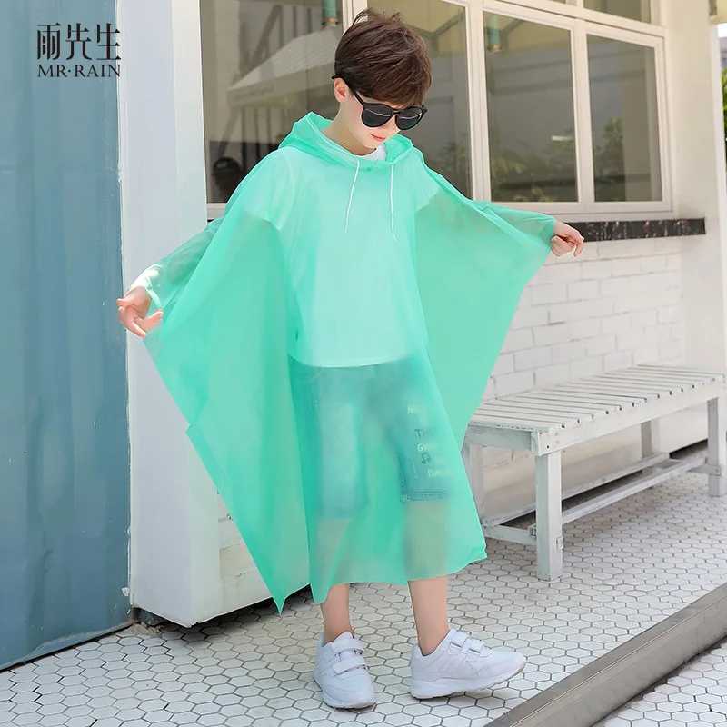 Children Raincoat Transparent Waterproof Plastic Reusable Rain Poncho Hood Raincoats Rain Gear Y240810