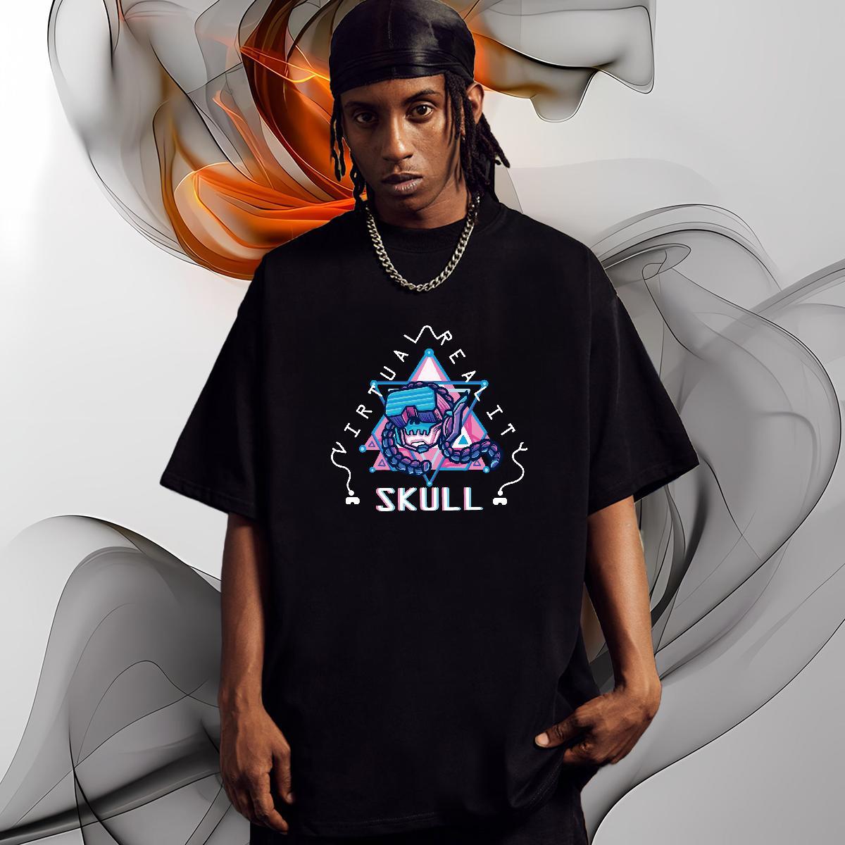 Classic Casual T Shirt For Man skull Tops 230g Cotton Street Designer Custom Cartoon Breathable Crew Neck Tshirts