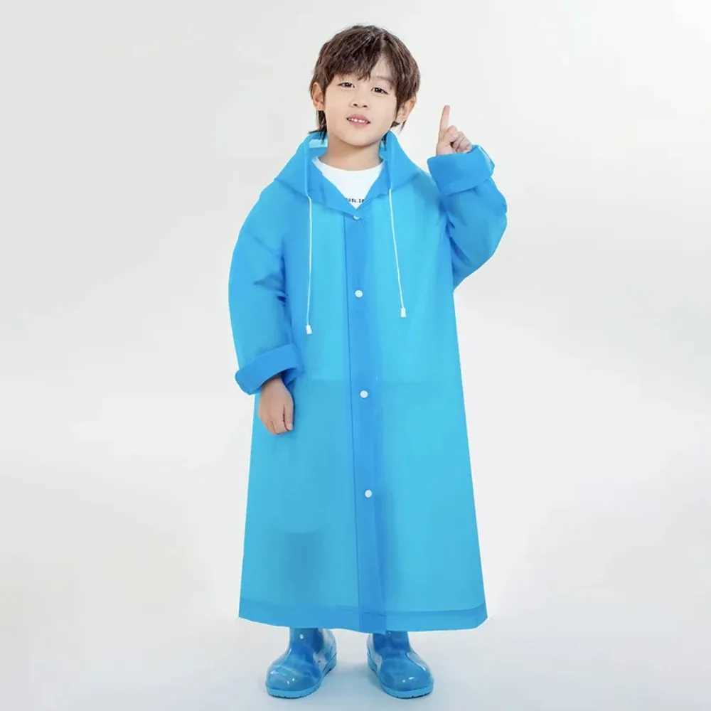 Solid Color Kids Raincoat Outdoor Waterproof Children Rain Poncho EVA Hoodie Rainwear Student Rain Coat Folding Kids Rain Coat Y240813