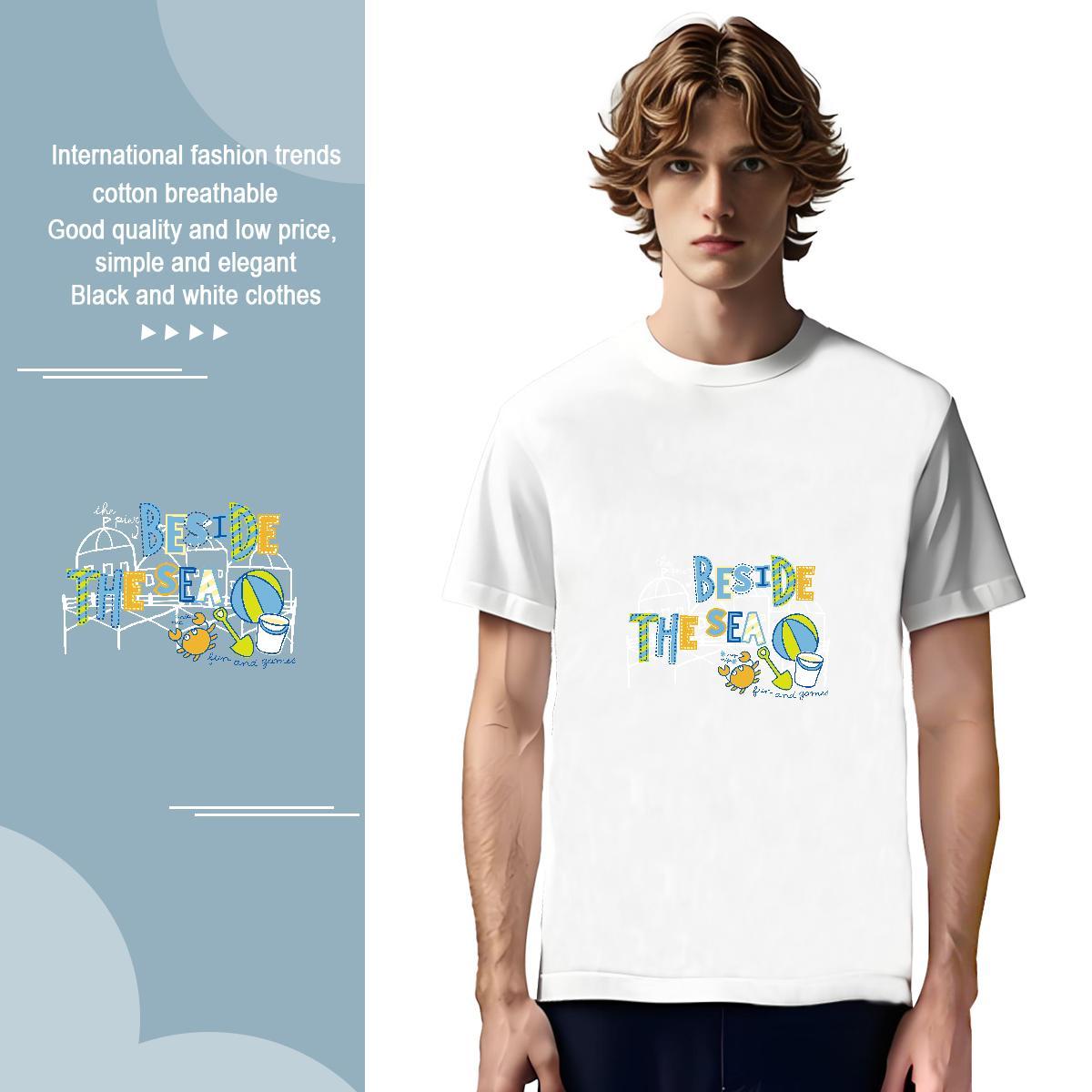 Popular Couples T Shirts letter 230g Pure Cotton Spring Summer Breathable T-Shirts for Men DIY Logo Oversized Wholesale Tee Shirt