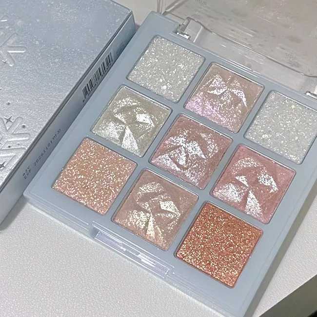 Snow Diamond eye shadow Palette 9 Color Polarized Flash Rose Pink Fluorescent Light Bright Shining Eye Makeup New CosmeticsW241212