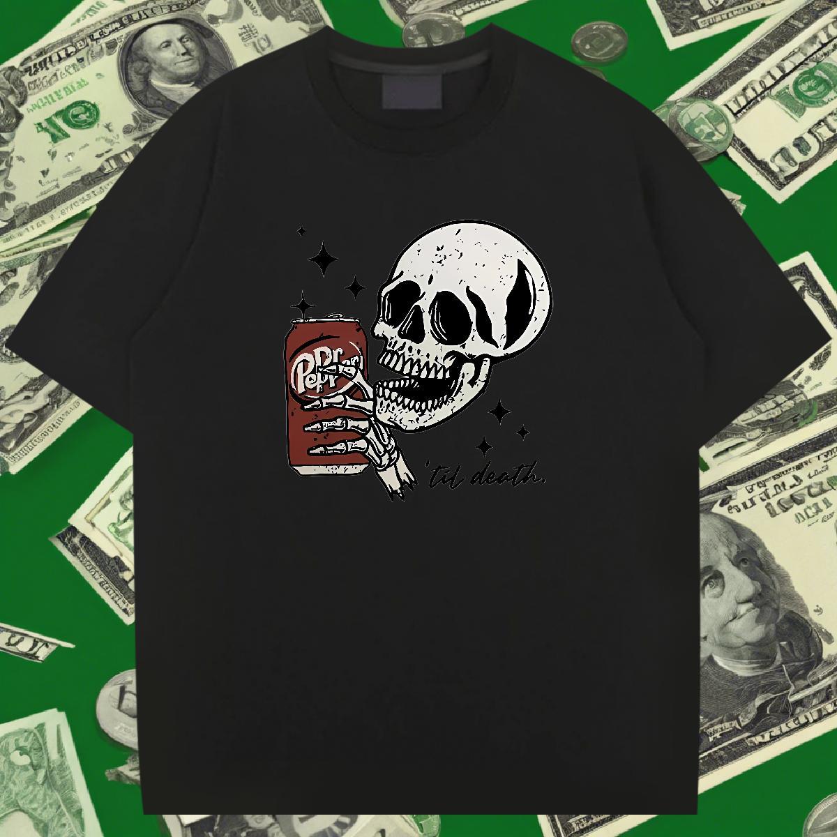 Designer Fashion Men T Shirts skull Top Tees 230g Cotton Casual Daily Wear Brand Oversized 4XL Short Sleeve Soft Mens Tshirts