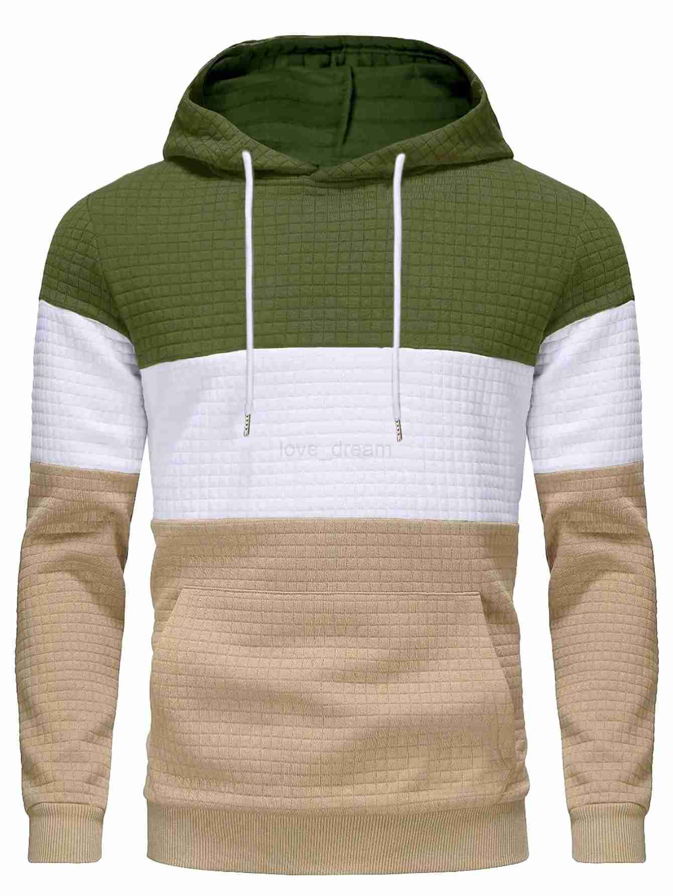 Large size mens hoodie pullover plaid color matching vintage jacquard leisure sports hoodie men SweatshirtsXJ240812