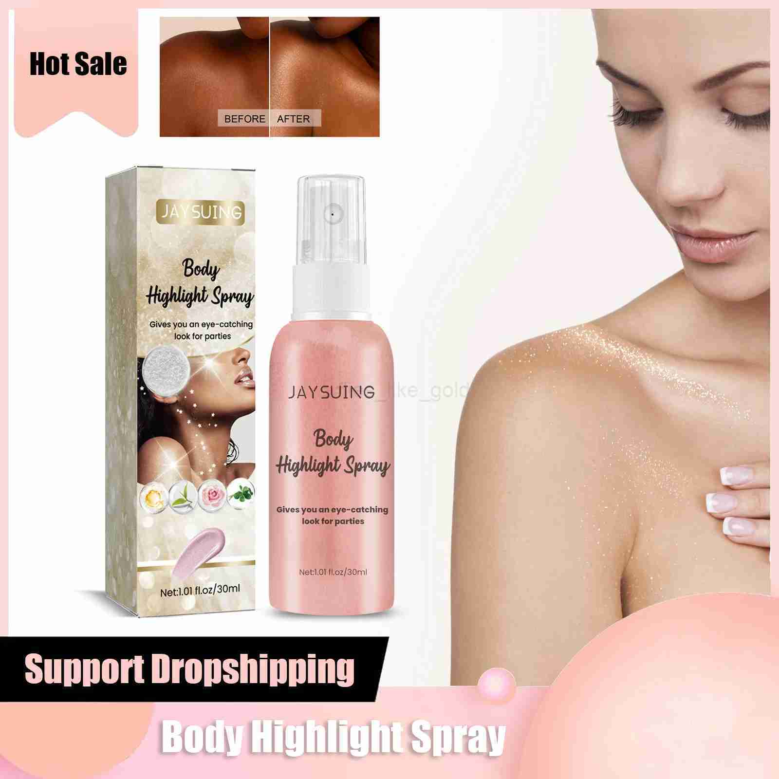 Hair body glitter spray waterproof durable high gloss facial contour high gloss glitter makeup powder party night club W240812