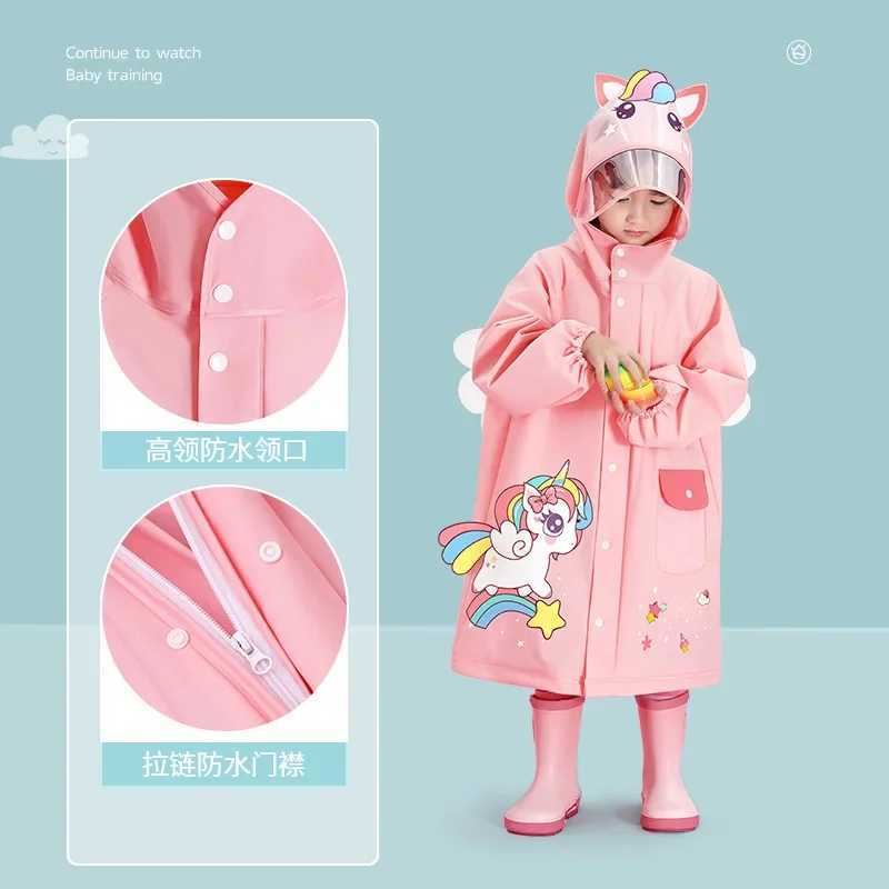 Childrens Raincoat Kindergarten Elementary School Cartoon One Piece Raincoat Little Dinosaur Little Monster Rain Gear Y240810