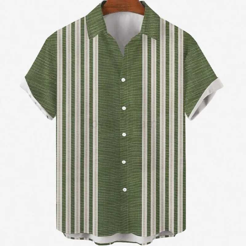 Mens Solid Color Stripe Pattern Luxury Elegant Casual Social Hawaiian Shirt Idols Normal Fashion Unisex Y2k General ClothesXJ240812