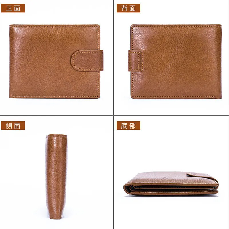 Genuine leather mens wallet is simple and atmospheric with top layer cowhide coins for purchase featuring multiple card slots large capacity 240810