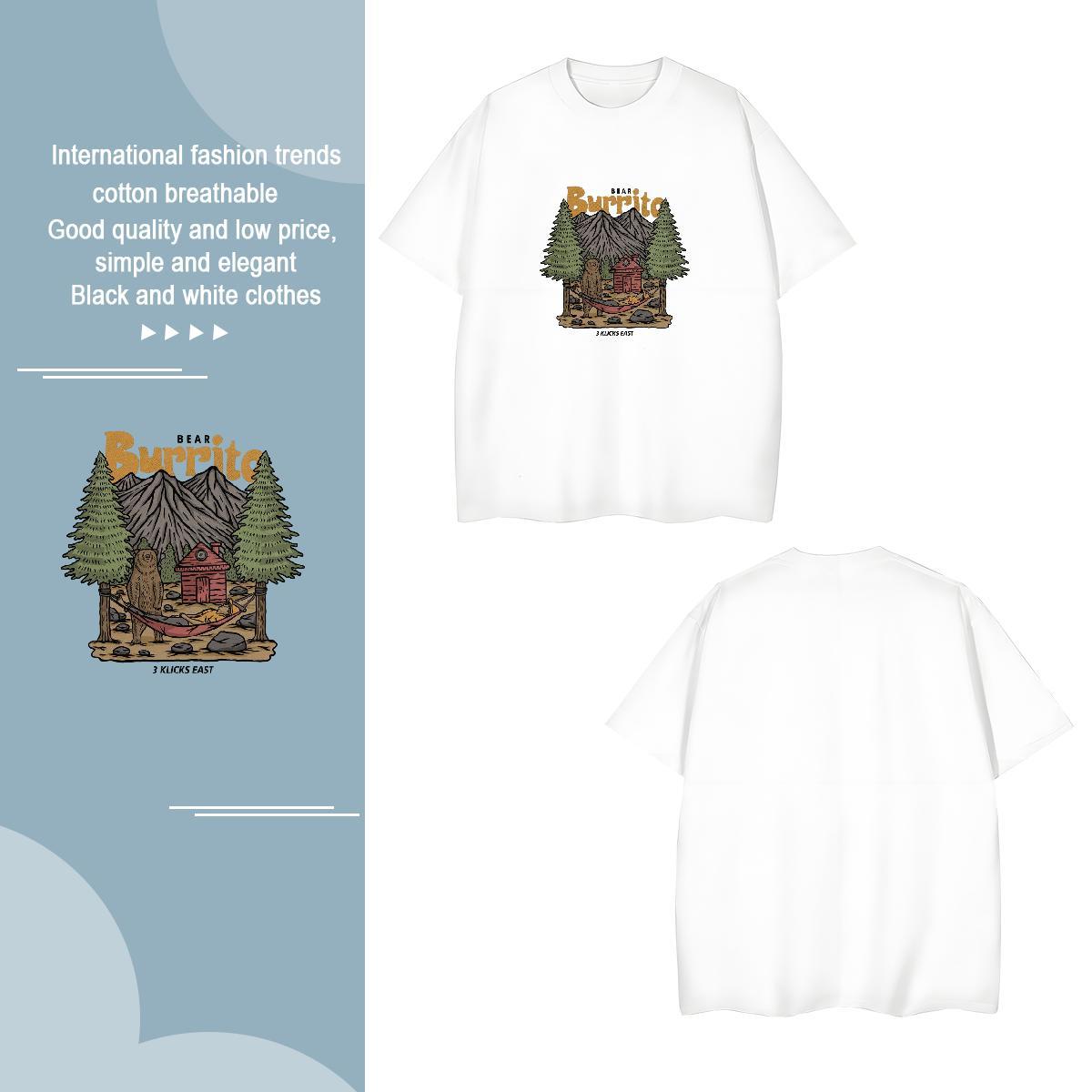 TOP Quality Couples T Shirts mountains 230g 100% Cotton Casual Beach Breathable Short Sleeve T Shirts Men Oversized 2024 Designer Tops Tees