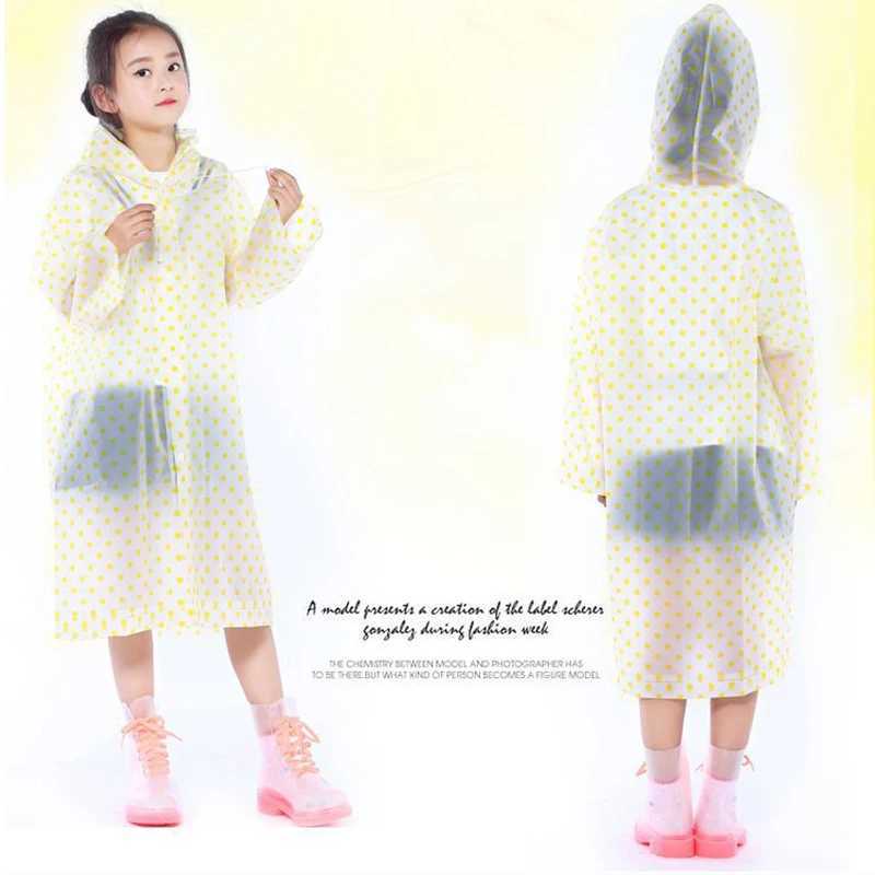 Portable Reusable Rain Coat For Children Kids Colorful Dots Rain Poncho Waterproof Poncho Rainwear For Outdoor Travel Y240810