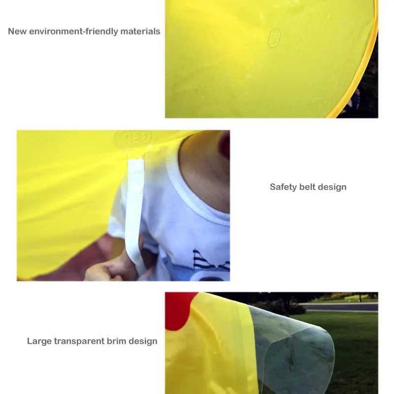 Cute Kids Raincoat Cartoon Duck Children Rain Poncho UFO Shape Kids Rain Coat Outdoor Boy Girl Rain Jacket Windbreaker Umbrella Y240810