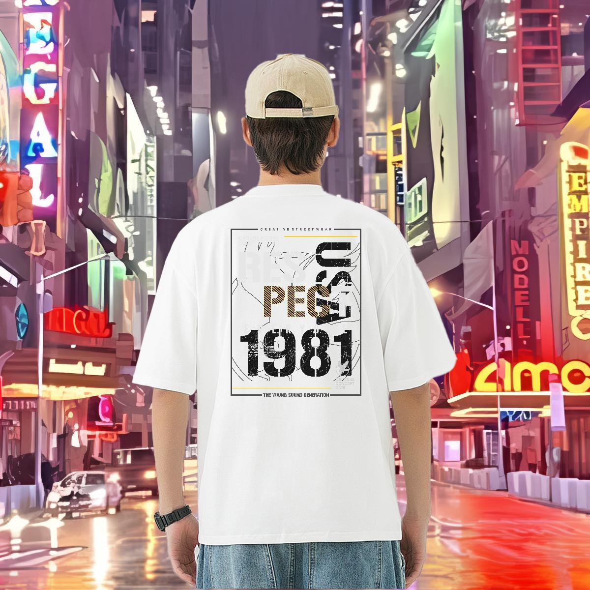 Casual New Man T Shirts letter Clothes 100% Cotton 230g Street Casual Popular Oversized 3XL 4XL Round Neck Short Sleeve Mens Tshirts