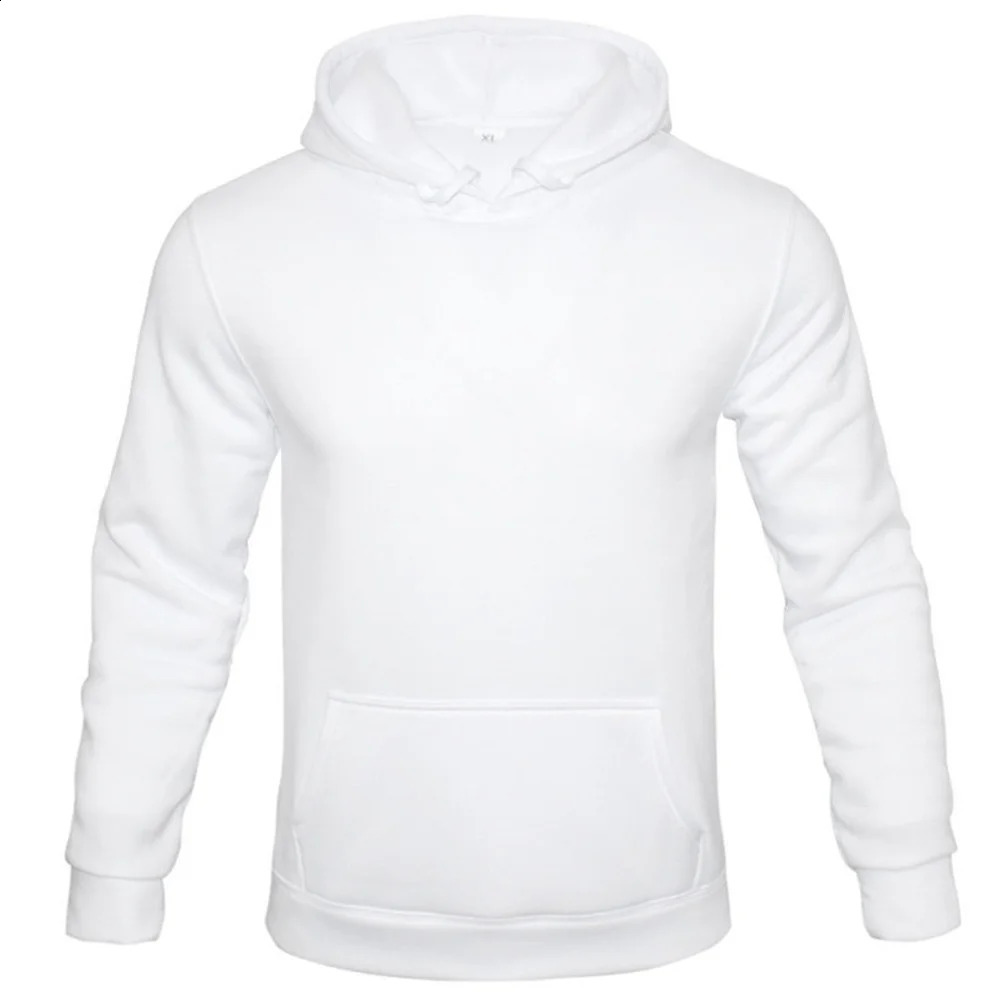 Pure -colored mens hoodie velvet warm mens sportswear fashion street casual mens loose breathable bouquets and hoodie 240812