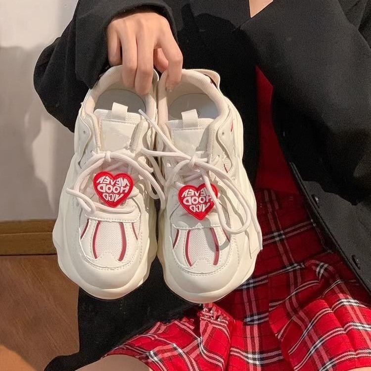 Ddmysports MEYSSERVM Women S Spring And Autumn Edition Love Leisure Fashion Dad Trendy Thick Bottom Student Sports Shoes Outdoor