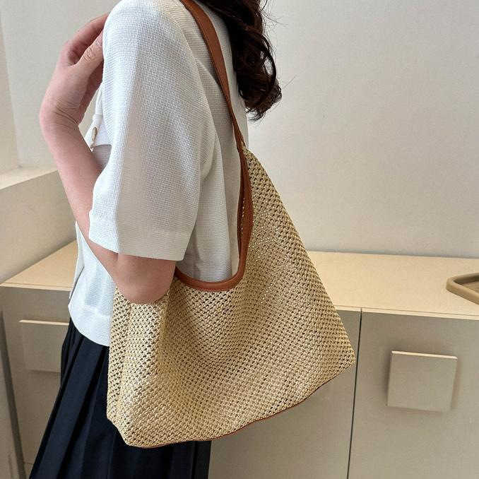 CMM Handmade Woven Bag for Women New Trendy Tote Bag Versatile Large Capacity Shoulder Bag Grass Woven Bag