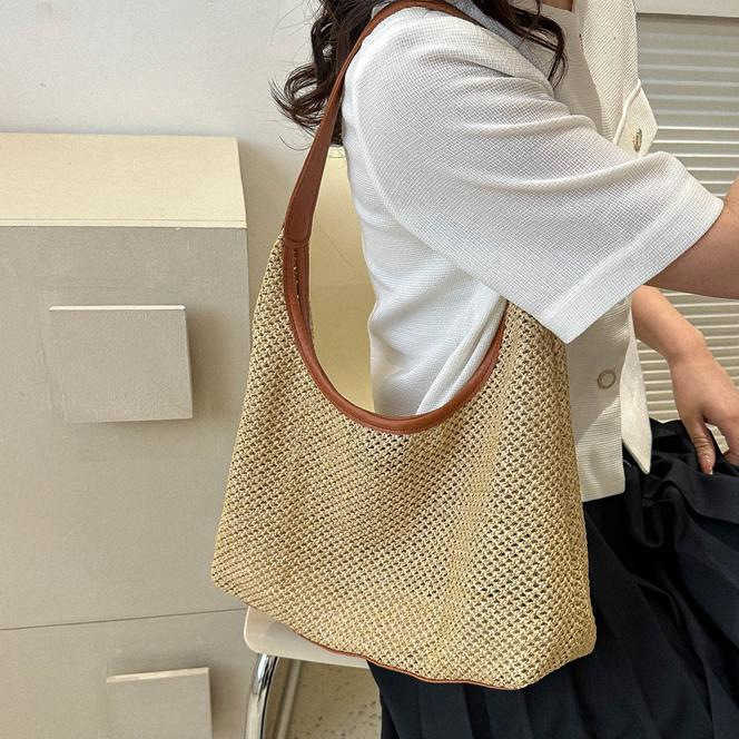 CMM Handmade Woven Bag for Women New Trendy Tote Bag Versatile Large Capacity Shoulder Bag Grass Woven Bag