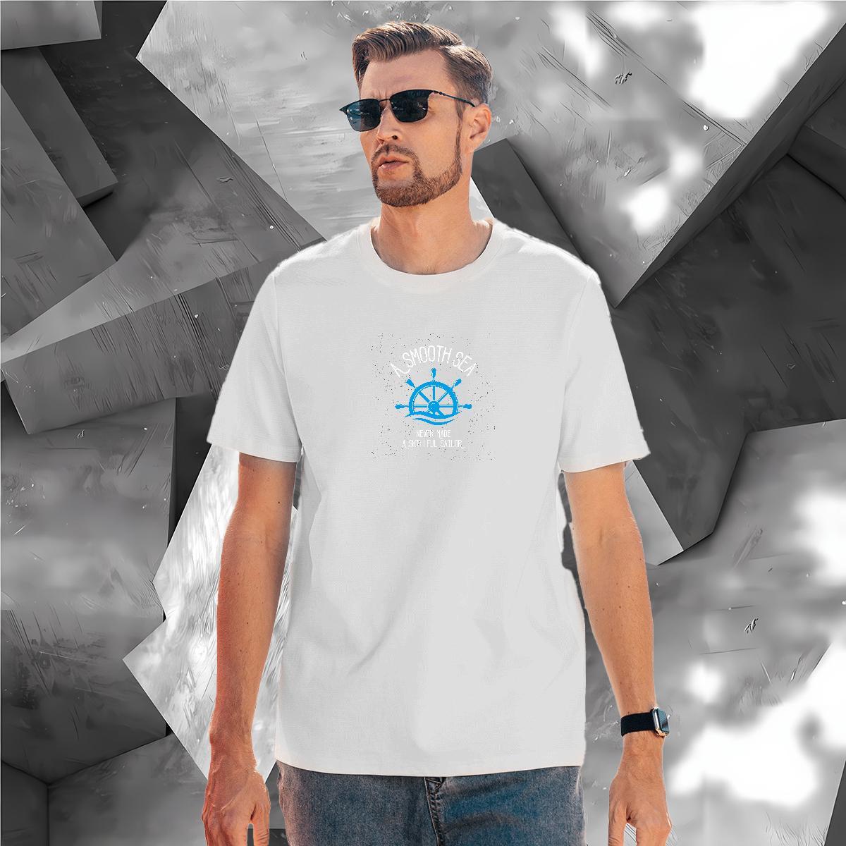 2024 DIY 230g 100% Cotton T Shirts Men Sports Casual Men Clothes T-Shirt Polos O Neck Short Sleeves Cool Black White