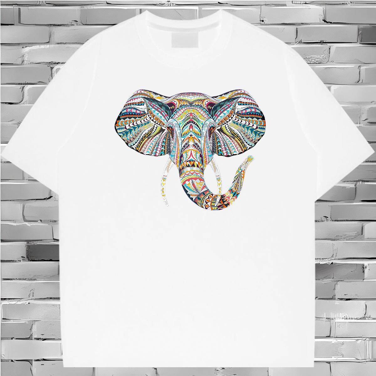 Men T Shirts 230g Cotton Elephant Hip Hop Street Round Neck Short Sleeve Custom Anime Tshirts Classic Casual Designer Tees Shirts