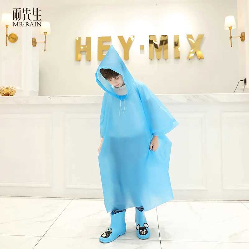 Children Raincoat Transparent Waterproof Plastic Reusable Rain Poncho Hood Raincoats Rain Gear Y240810