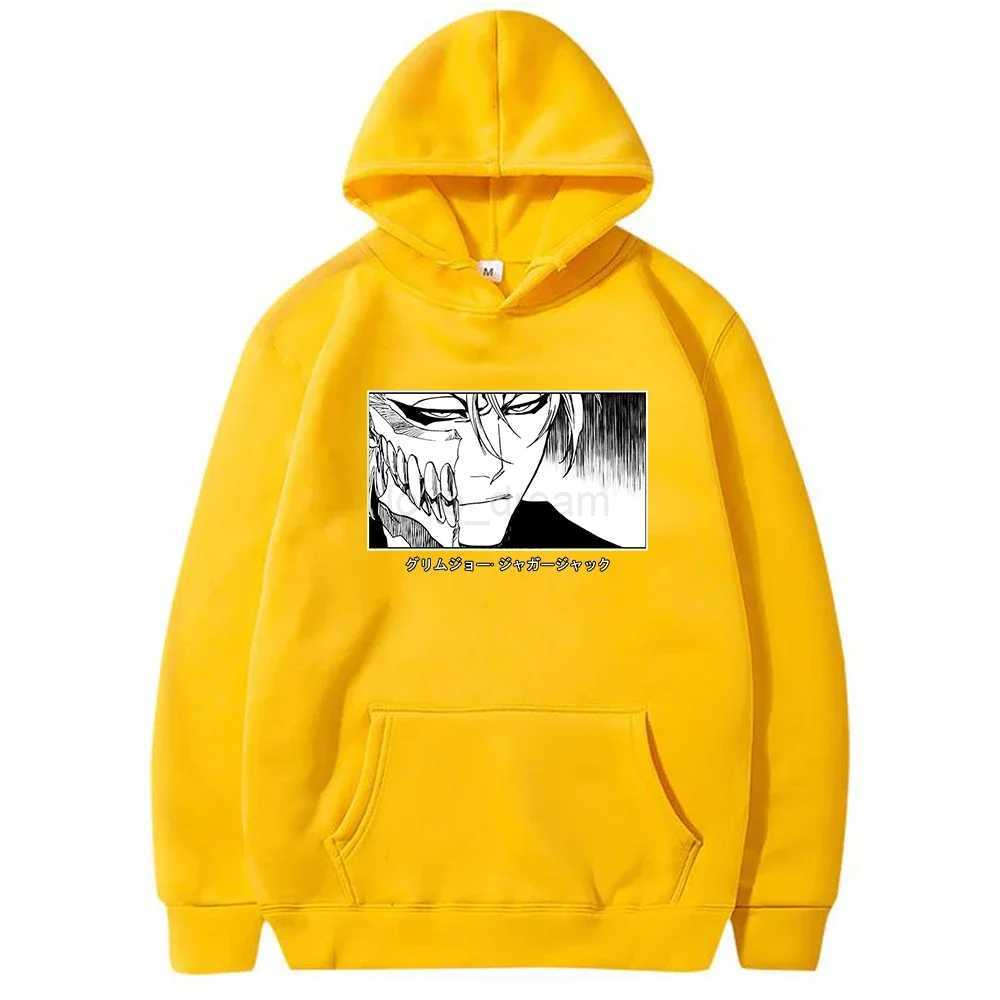 Harajuku Kurosaki Ichigo Bleach Japan Anime Hoodies Mens Funny Cartoon Split Face High Street Long Sleeve Casual SweatshirtsXJ240812