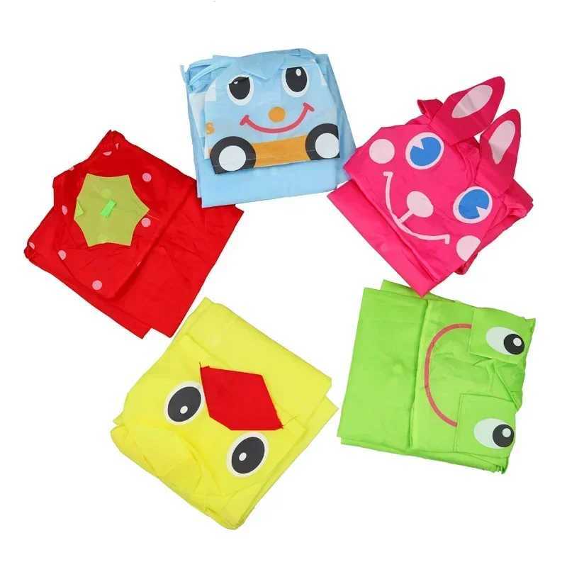 Kids Cartoon Animal Waterproof Foldable Raincoat Rain Poncho Rainwear Solid Color Portable Coat Y240810