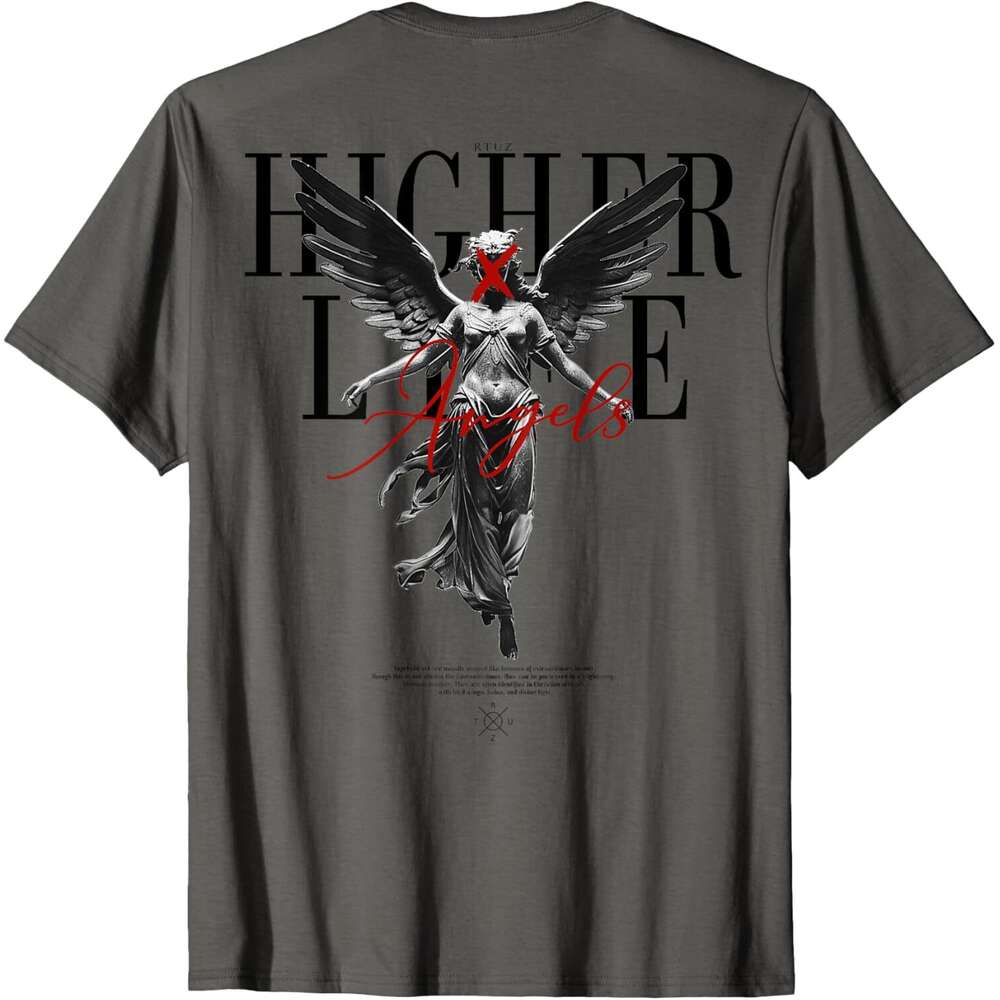 T shirt for Mens Guardian Wings Holy Angel T-Shirt Shirts Print on the back Tshirt Graphic Tee Casual Tops Clothes Short sleeve