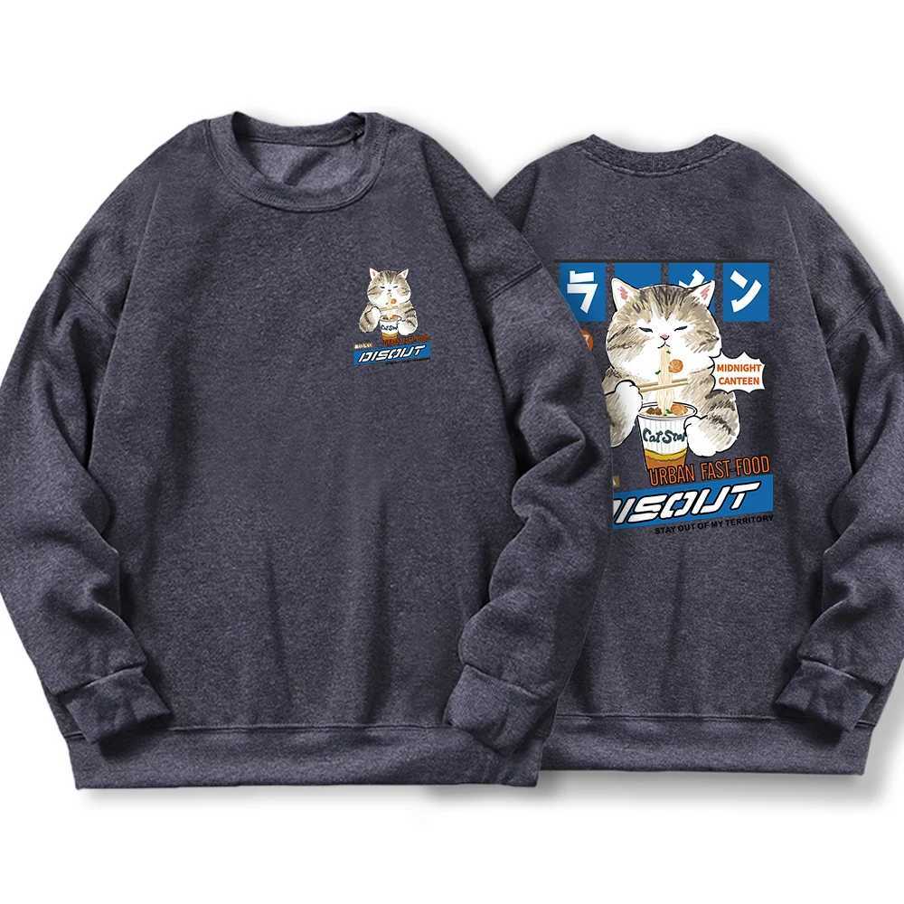 Japanese Harajuku Noodles and Sushi Cat Mens Hoodie Harajuku S-Xxl Sportswear Fashion High Quality Hoodie Autumn Casual Street ClothingW240724
