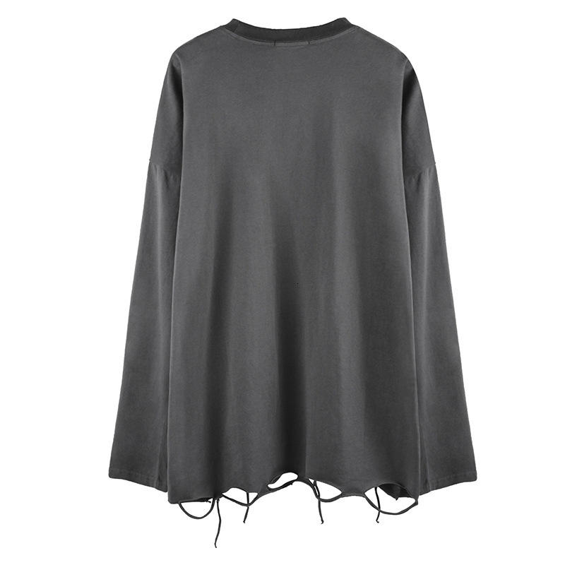 Mens Dark Ro Piercing 100 Cotton 200g Ins Long Sleeve T-shirt Mens and Womens High Street Design Cuts Tee