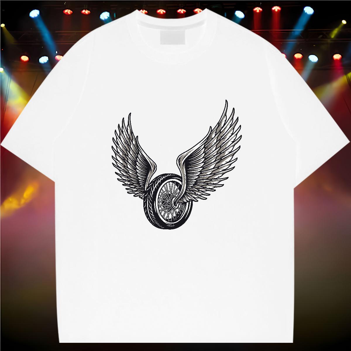 2024 Summer T shirt Motorcycle Tops Tees 100% Cotton 230g Sports Casual Loose Fit Black White Short Sleeve Soft Tshirts